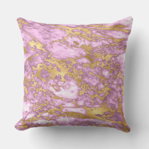 Coussin Motif marbre or et violet clair moderne