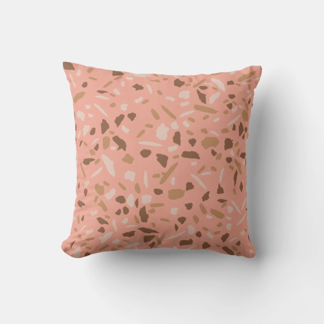Coussin Motif marbre terrazzo beige pêche brun (Recto)