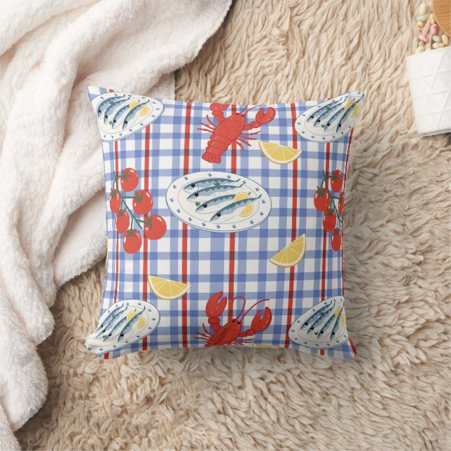 Coussin Motif Marché de Fruits de Mer Méditerranéens (3) (Couverture)