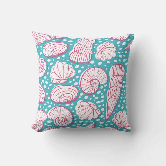 Coussin Motif marin sans joint avec différents coquillages (Recto)