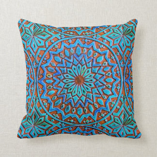 Coussin Motif marocain bleu et Brown de tuile dans