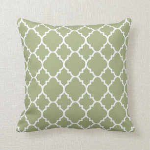 Coussin Motif marocain de Quatrefoil de vert sauge