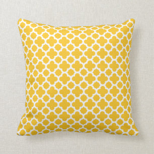 Coussin Motif marocain de Quatrefoil jaune soleil