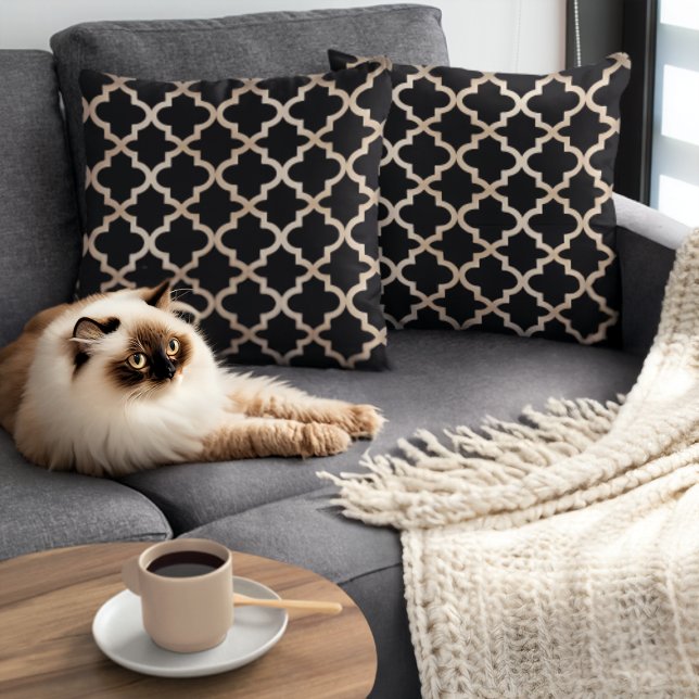 Coussin Motif marocain Noir & Or (Créateur téléchargé)