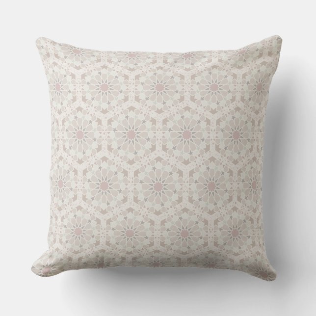 Coussin motif marocain rose pastel (Recto)