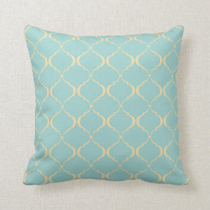 Coussin Motif marocain turquoise et jaune