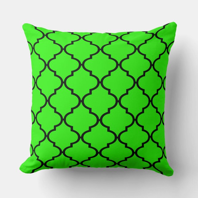 Coussin Motif marocain vert brillant (Recto)