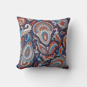 Coussin Motif médaillon de paisley floral indien. Ethnique