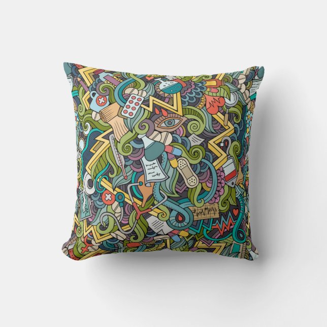 Coussin Motif Médicale d'icône d'art abstrait (Recto)