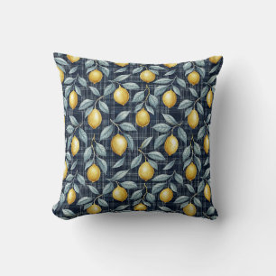 Coussin Motif Méditerranéen Gingham Citron