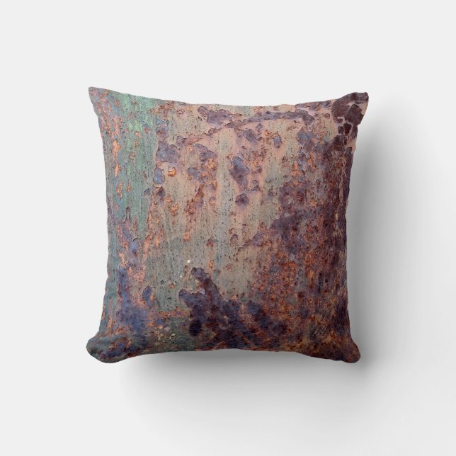 Coussin Motif Métal Rouillé Bleu Grunge (Recto)