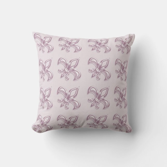 Coussin Motif métallique rose royal de Fleur de Lis (Recto)
