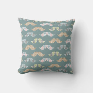 Coussin Motif mignon à la moustache avec superpositions de