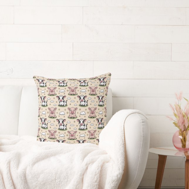 Coussin Motif mignon d'animaux de ferme en carrelage  (Canapé)