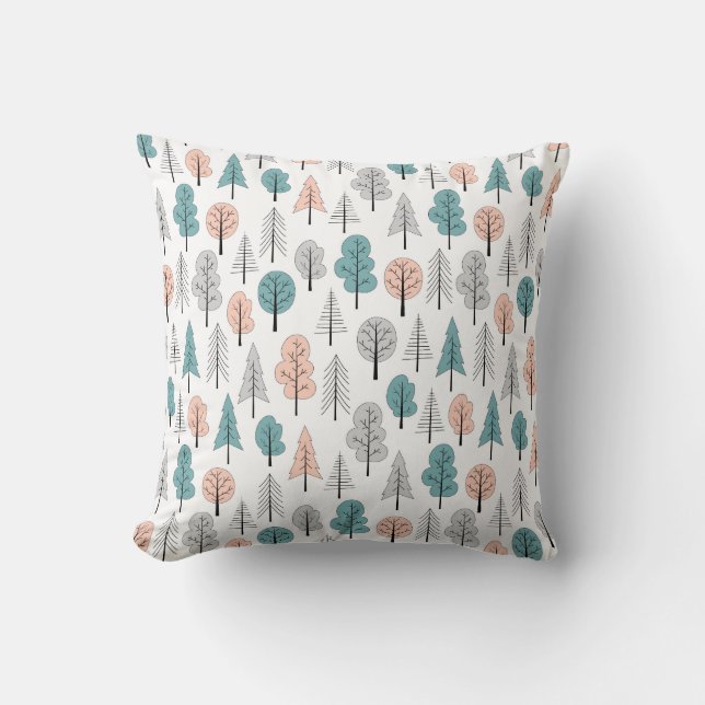 Coussin Motif mignon de forêt de griffonnage (Recto)
