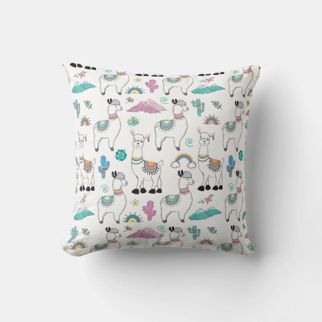 Coussin Motif mignon de lama de bande dessinée (Recto)