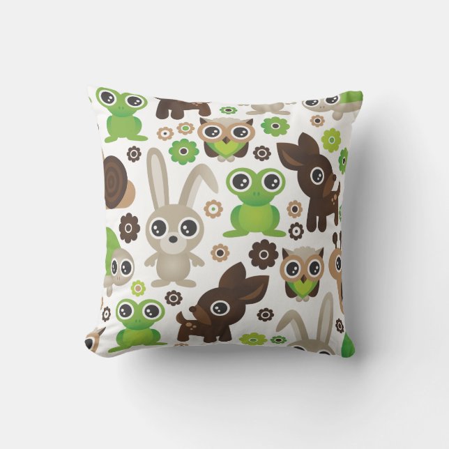 Coussin Motif mignon de tortue de grenouille de cerfs (Recto)