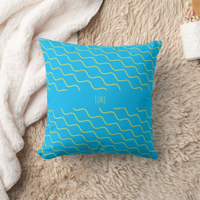 Coussin Motif minimal bleu jaune des yeux (Couverture)