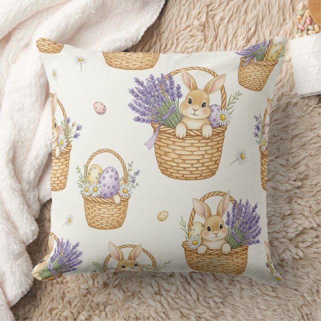 Coussin Motif minimal de Pâques Lapin Pastel Printemps (5) (Couverture)