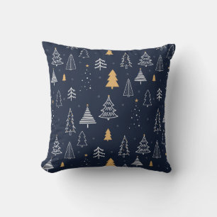Coussin Motif minimaliste de l'arbre de Noël d'hiver