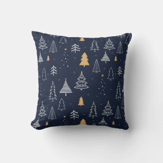 Coussin Motif minimaliste de l'arbre de Noël d'hiver