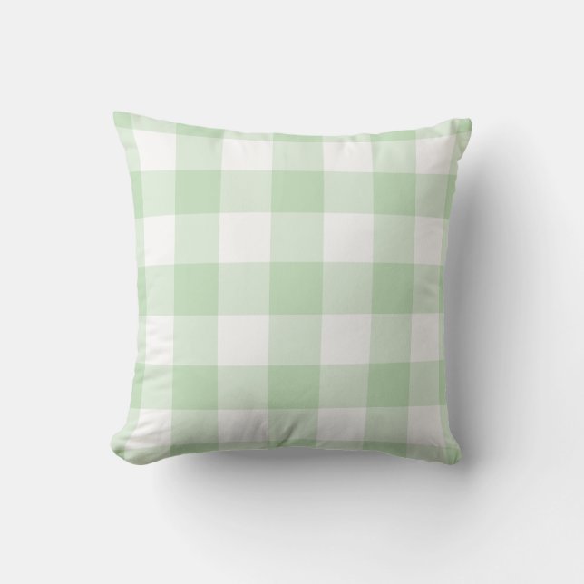 Coussin Motif Mint Green et White En vichy (Recto)