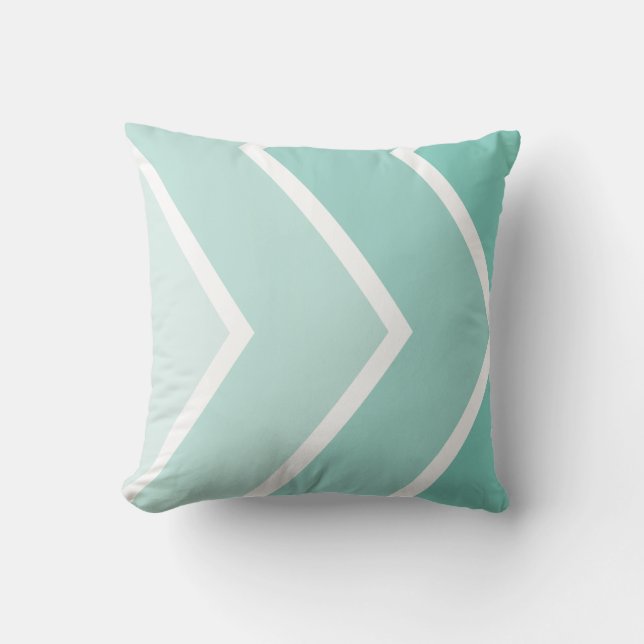 Coussin Motif Mint Ombré Chevron Stripes (Recto)
