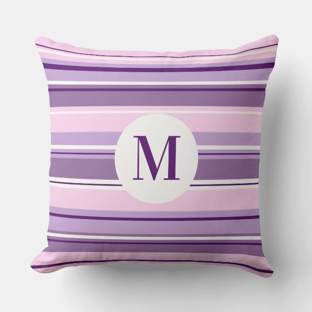 Coussin Motif Mixte Gratté Rose Violet Blanc(Initial) (Recto)