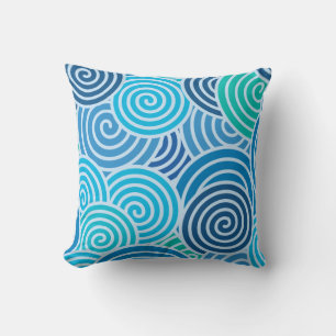 Coussin Motif moderne à spirale bleue