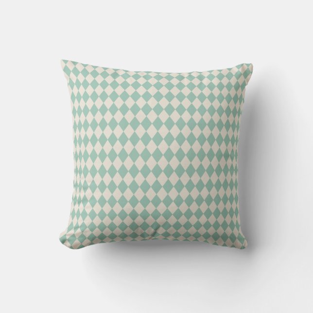 Coussin Motif moderne Arlequin Mint et Crème (Recto)
