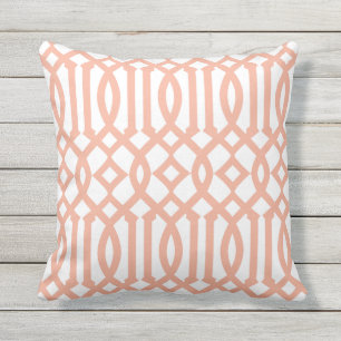 Coussin Motif moderne blanc et abricot orange Trellis