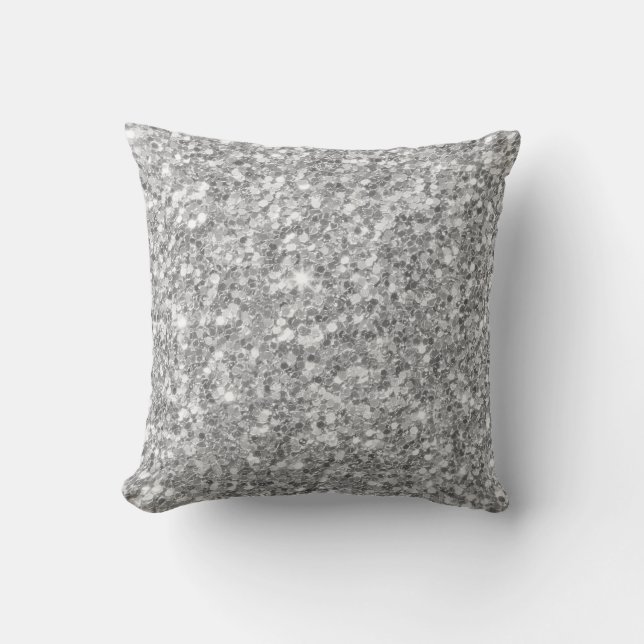 Coussin Motif moderne blanc et gris argenté (Recto)