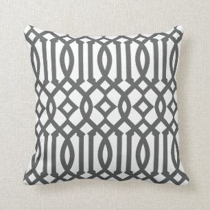 Coussin Motif moderne blanc et gris fusain