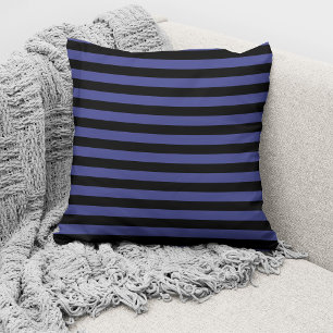 Coussin Motif moderne bleu noir rayé