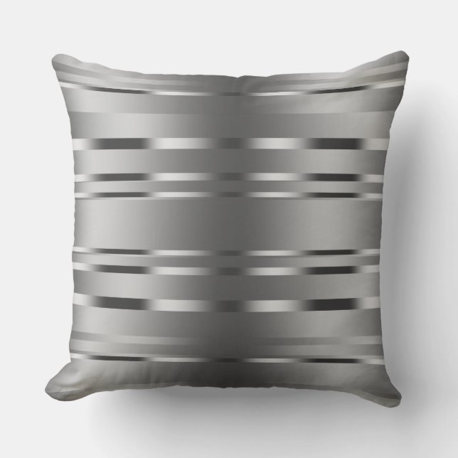 Coussin Motif moderne brillant Silver Stripes (Recto)