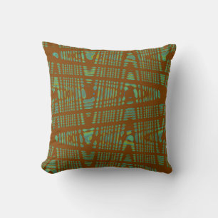 Coussin Motif moderne Brown Blue Wave