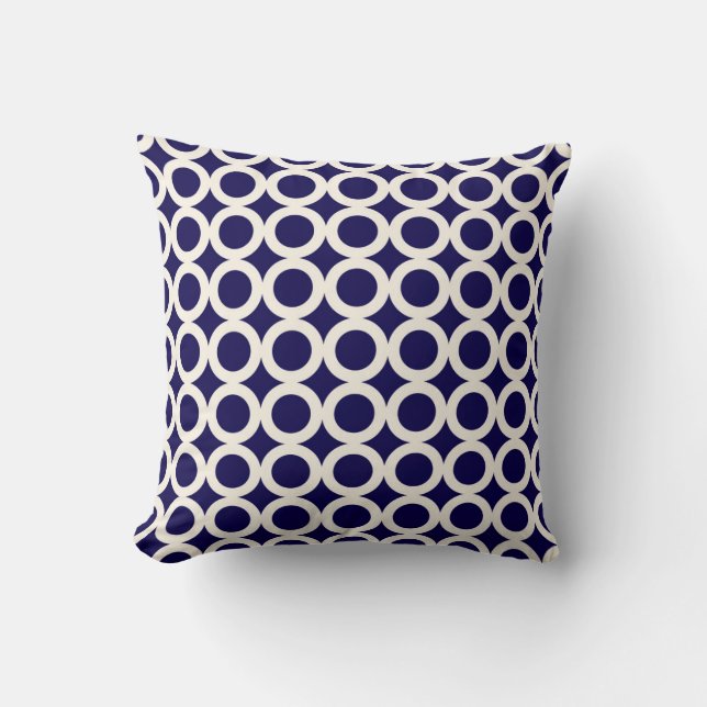 Coussin Motif moderne d'anneau dans le bleu de cobalt (Recto)