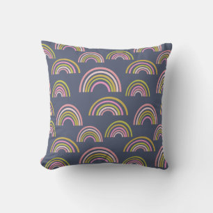 Coussin Motif moderne d'arc-en-ciel dans le bleu marine