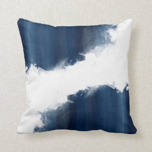 Coussin Motif moderne de bleu marine d'aquarelle