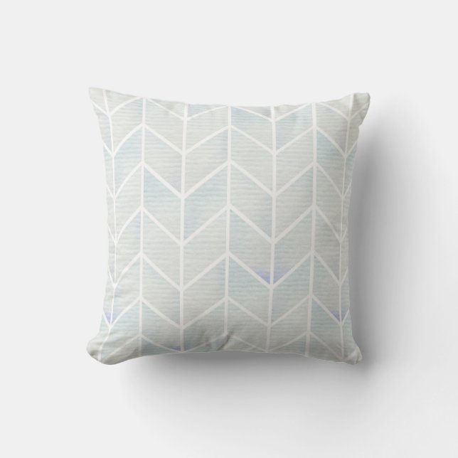Coussin Motif moderne de chevron de menthe de pastel (Recto)