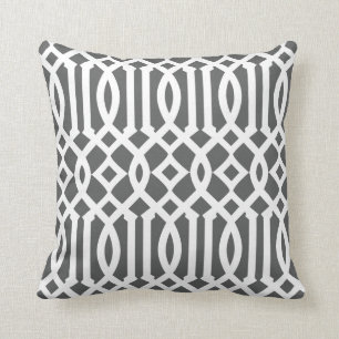 Coussin Motif moderne de gris et de gris blanc