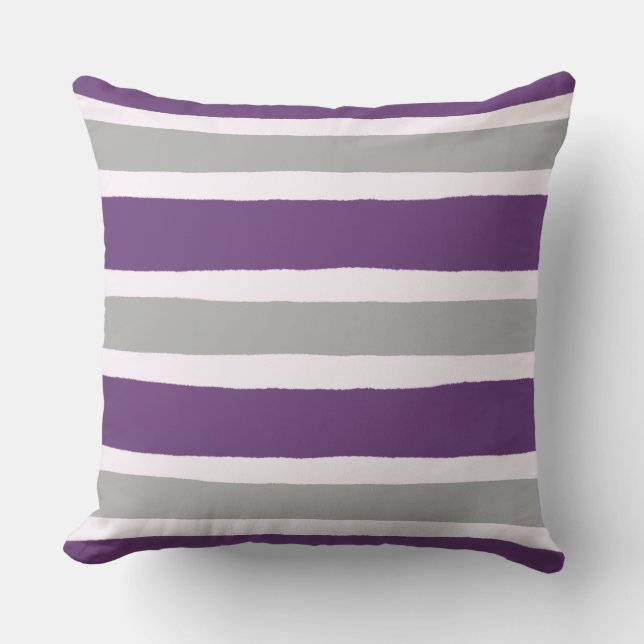 Coussin Motif moderne de la bande violette et grise (Recto)