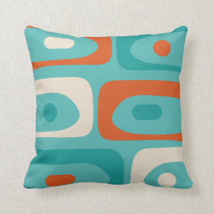 Coussin Motif moderne de Piquet du milieu du siècle Turquo