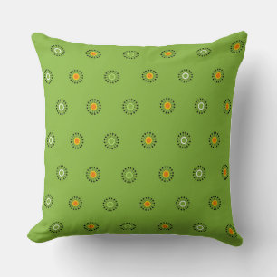 Coussin Motif moderne de pissenlit vert et orange