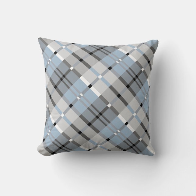 Coussin Motif moderne de plaid dans le gris et le bleu de (Recto)