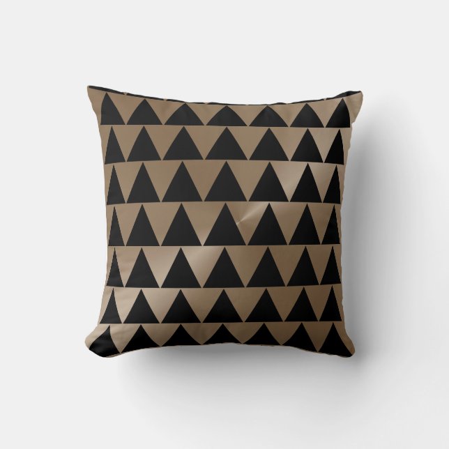 Coussin Motif moderne de Taupe et de noir (Recto)