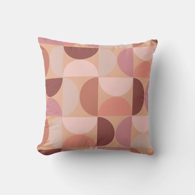 Coussin Motif moderne du milieu du siècle Peach Fuzz (Recto)