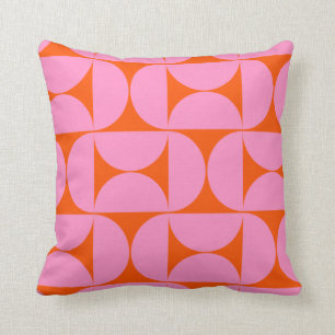 Coussin Motif Moderne Du Milieu Du Siècle Préppant Rose Et