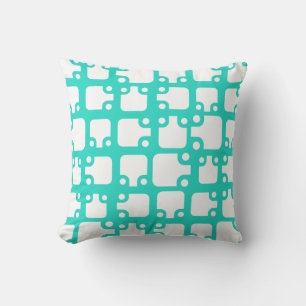 Coussin Motif moderne du milieu du siècle Turquoise 2