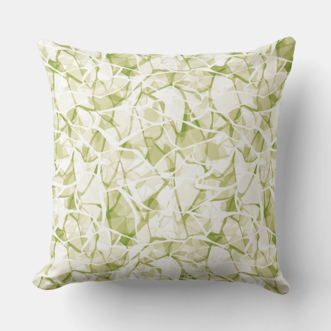 Coussin motif moderne élégant abstrait blanc-olive    (Recto)